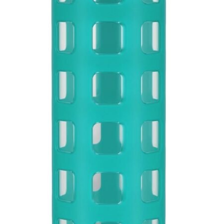 20oz Reusable Glass Water Bottle with One-Touch Leak Proof Flip Lid and Protective Non-Slip Silicone Sleeve and Carry Loop for Coffee, Tea and Water, BPA-free, Dishwasher Safe, Mint