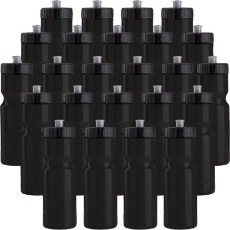 Bulk Water Bottles 24-Pack – 22 oz BPA-Free Sports Bottles with Easy-Open Pull Top Cap – Made in USA – Reusable & Top Rack Dishwasher Safe