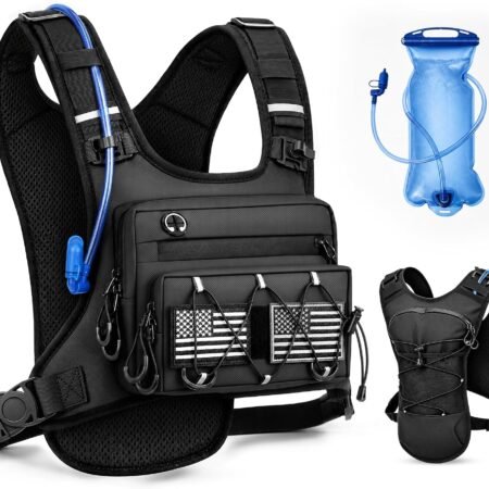 Running Vest for Men & Women – Water Backpack with Upgraded 2L Leak-Proof Bladder, No-Bounce Fit & 3-Pocket Organized Storage, Reflective Hydration Backpack for Running, Hiking & Cycling